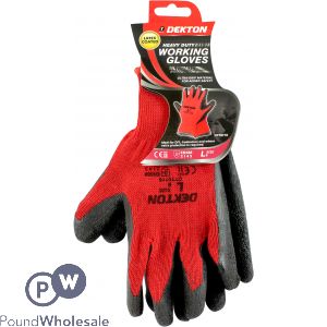 Dekton Heavy Duty Red &amp; Black Latex Working Gloves Size 9 Large