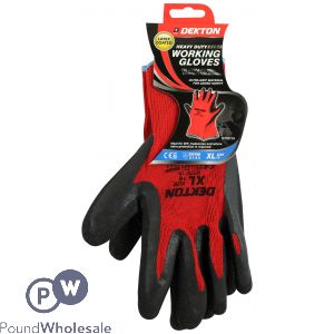 DEKTON HEAVY DUTY BLACK/RED LATEX WORKING GLOVES SIZE 10 XL