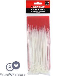 Dekton Cable Ties White 2.55mm X 150mm