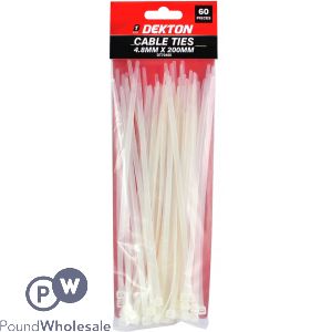 DEKTON CABLE TIES WHITE 4.8MM X 200MM