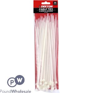 DEKTON CABLE TIES WHITE 4.8MM X 250MM