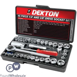 DEKTON 40 PIECE 1/4&quot; AND 3/8&quot; DRIVE SOCKET SET