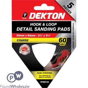 Dekton 93mm X 93mm Hook & Loop Detail Sanding Pads 60 Grit