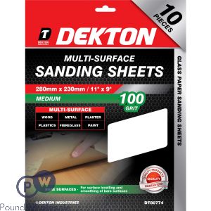 Dekton Medium 100 Grit Multi-surface Sanding Sheets 10 Pack