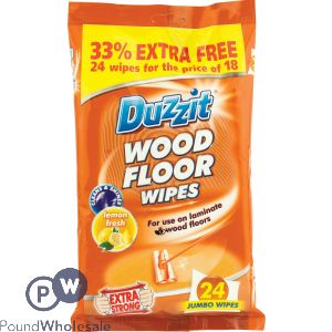 DUZZIT WOOD FLOOR WIPES LEMON FRESH 24 PACK