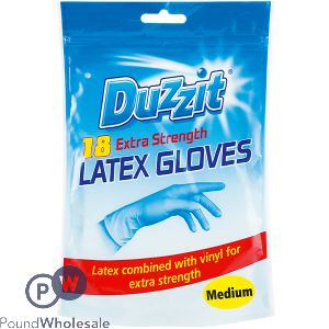 Duzzit Latex Gloves Medium 18 Pack