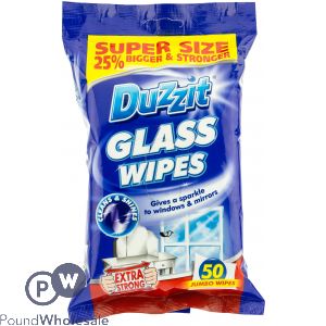 DUZZIT GLASS WIPES 50 PACK