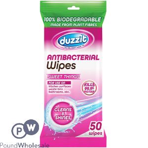 DUZZIT SWEET THINGS BIODEGRADABLE ANTI-BACTERIAL WIPES 50 PACK