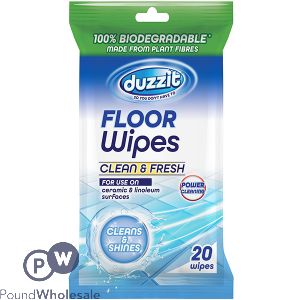 Duzzit Clean & Fresh Biodegradable Floor Wipes 20 Pack