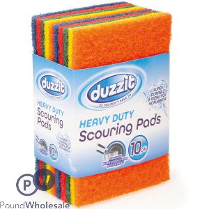 Duzzit Assorted Colour Heavy Duty Scouring Pads 10 Pack