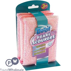 Duzzit Pearl Scourers 3 Pack Cdu Assorted Colours