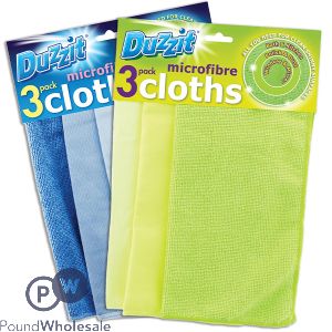 Duzzit Microfibre Cloths 3 Pack Assorted Colours