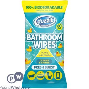 Duzzit Biodegradable Fresh Burst Bathroom Wipes 60 Pack