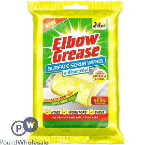 Elbow Grease Antibacterial Surface Scrub Wipes 24pk