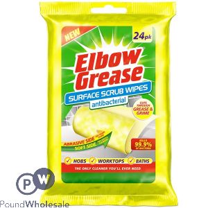 ELBOW GREASE ANTIBACTERIAL SURFACE SCRUB WIPES 24PK