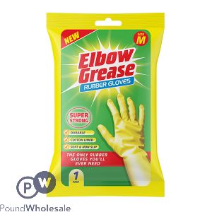 ELBOW GREASE SUPER STRONG RUBBER GLOVES MEDIUM CDU