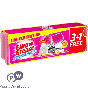 ELBOW GREASE PINK HAND GRIP SCOURER 4 PACK