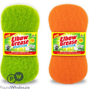 Elbow Grease Sponge Scourer Scrubbies 2 Pack Assorted Colours