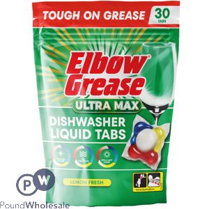 Elbow Grease Ultra Max Lemon Fresh Dishwasher Liquid Tabs 30 Pack