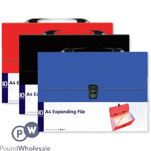 10 Pocket Expanding File 3 Assorted Colours 