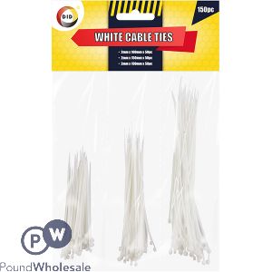 DID WHITE CABLE TIES ASSORTED 150PC