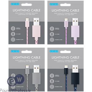 ZENSO BRAIDED LIGHTNING TO USB CABLE 1M ASSORTED COLOURS