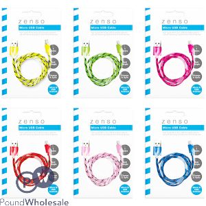 Zenso Braided Micro Usb Cable 1m Assorted Colours