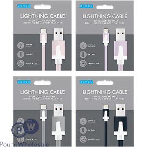 Zenso Flat Lightning iPhone Cable 1M Assorted Colours