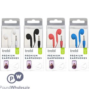 Trebl Premium Earphones 1.1m Assorted Colours