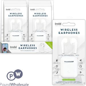 Trebl White Wireless Earphones With Charging Case Cdu