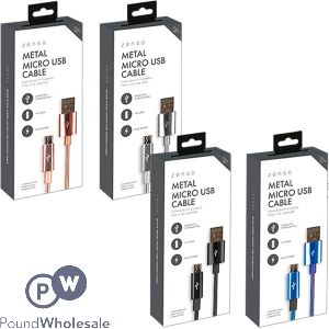 Zenso Metal Micro Usb Cable 1m Assorted Colours