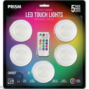 Prism Remote Control Colour-changing Led Touch Lights 5 Pack