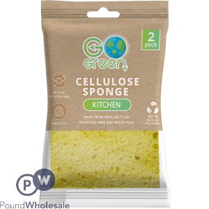 Go Green Recycled Cellulose Kitchen Sponge 2 Pack