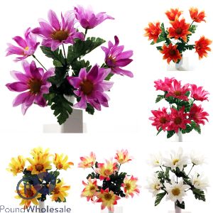 DAISY BUSH ARTIFICIAL FLOWER STEMS 6PC ASSORTED COLOURS