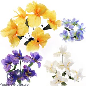 Iris Bush Artificial Flowers Assorted Colours