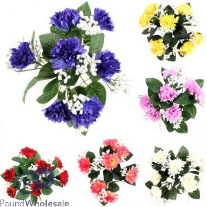 Carnation Bush Artificial Flowers Assorted Colours