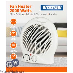 Status 2000w Upright White Fan Heater