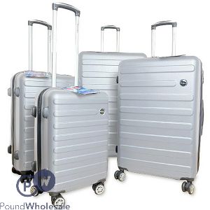 New Classic Silver 8 Wheel Abs Hard Suitcase Luggage Set 4pc