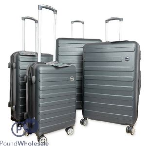 New Classic Black 8 Wheel Abs Hard Suitcase Luggage Set 4pc