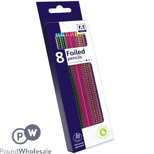 Foiled Holographic HB Pencils Assorted Colours 8 Pack