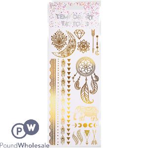 Assorted Metallic Temporary Gold Tattoos