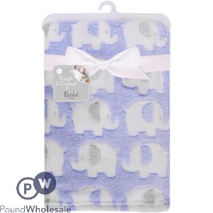 Hugs & Kisses Elephant Baby Blanket 70cm X 90cm