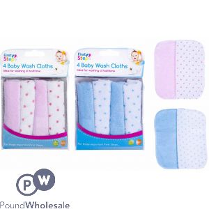 First Steps Baby Wash Cloths Assorted 4 Pack