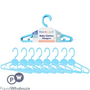 First Steps Blue Baby Clothes Hangers 8 Pack