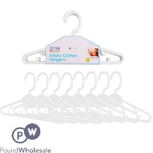 FIRST STEPS WHITE BABY CLOTHES HANGERS 8PK