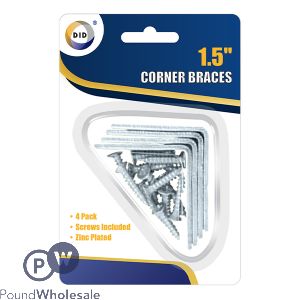 DID Corner Braces 1.5&quot; With Screws 4 Pack