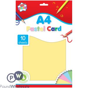 KIDS CREATE A4 PASTEL CARD ASSORTED COLOURS 10 SHEETS