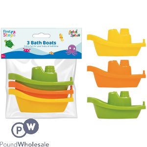 First Steps Baby Bath Boats Assorted Colours 3 Pack