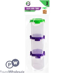 DID Clip Lock Tubs 135ml Assorted 3 Pack