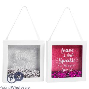 HUGS &amp; KISSES QUOTE &amp; GLITTER BOX FRAME ASSORTED